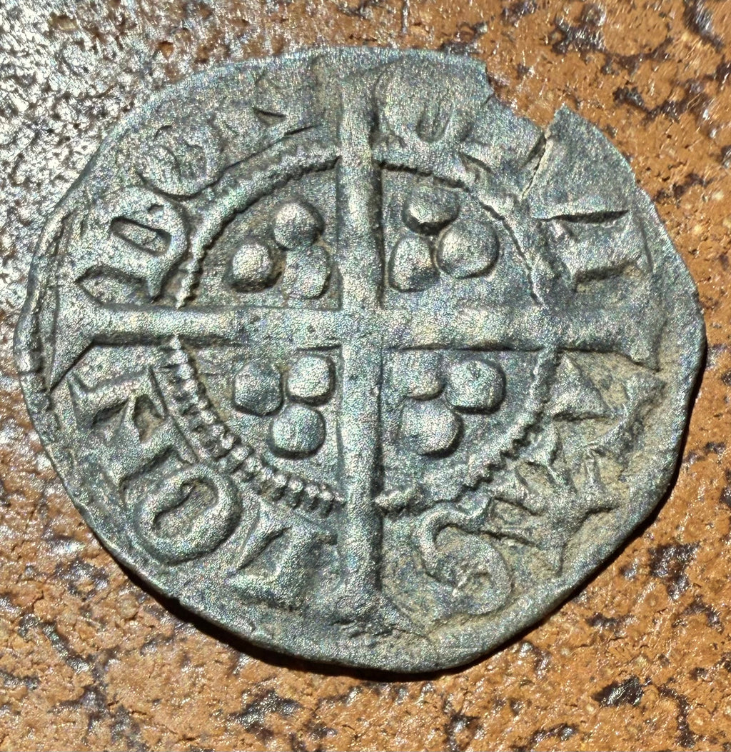 Richard II Silver Hammered Halfpenny - Intermediate Style N.1331b - Roman N's