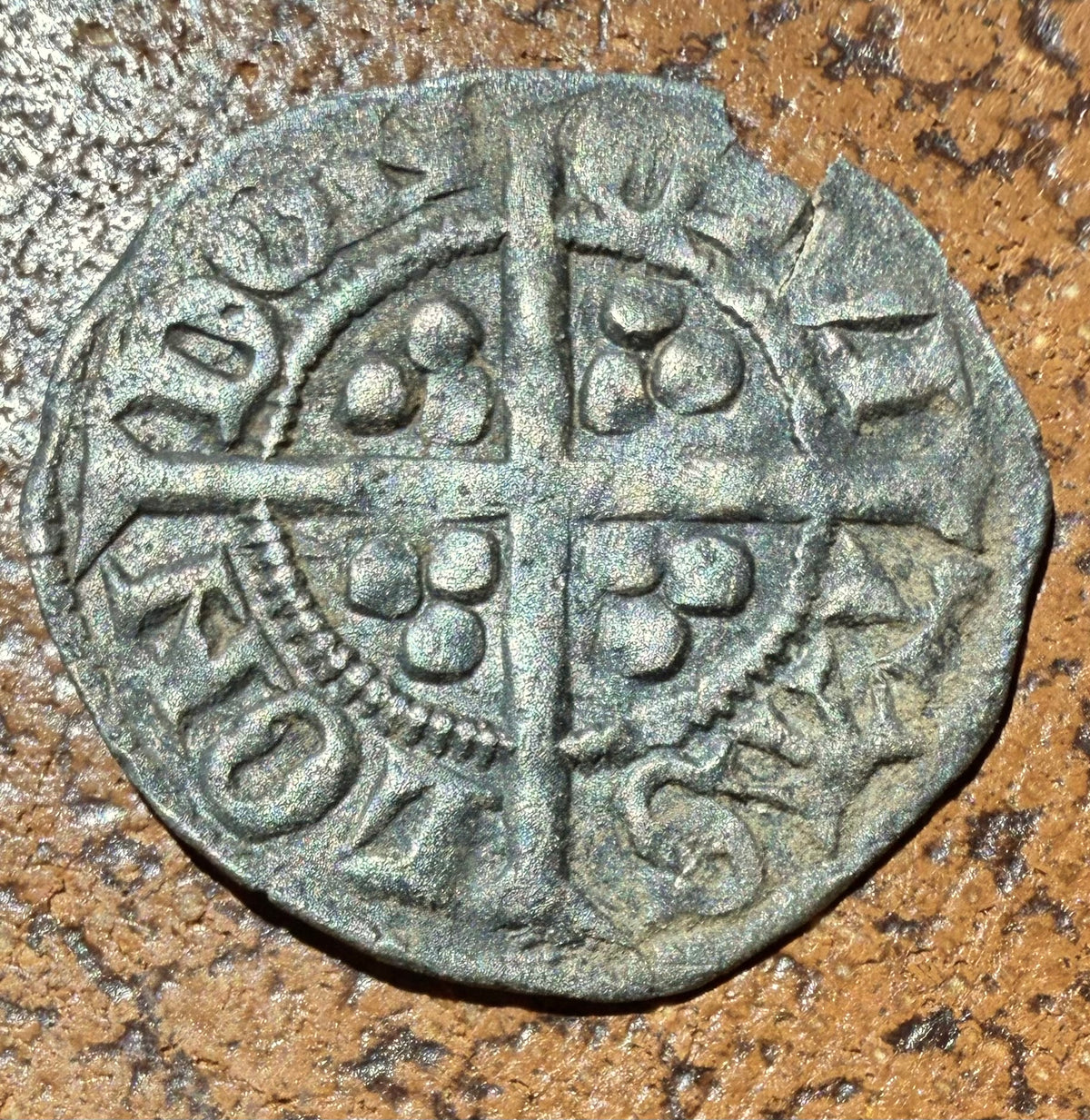 Richard II Silver Hammered Halfpenny - Intermediate Style N.1331b - Roman N's