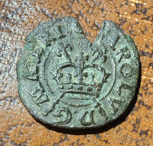 Charles I Copper Rose Farthing (1638-1642) Crescent Mintmark