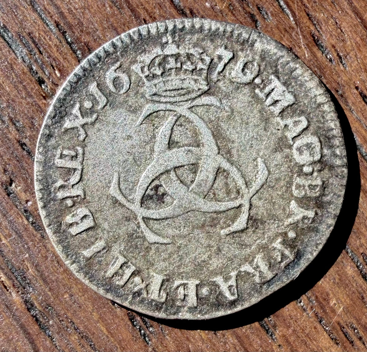1679 Charles II threepence coin