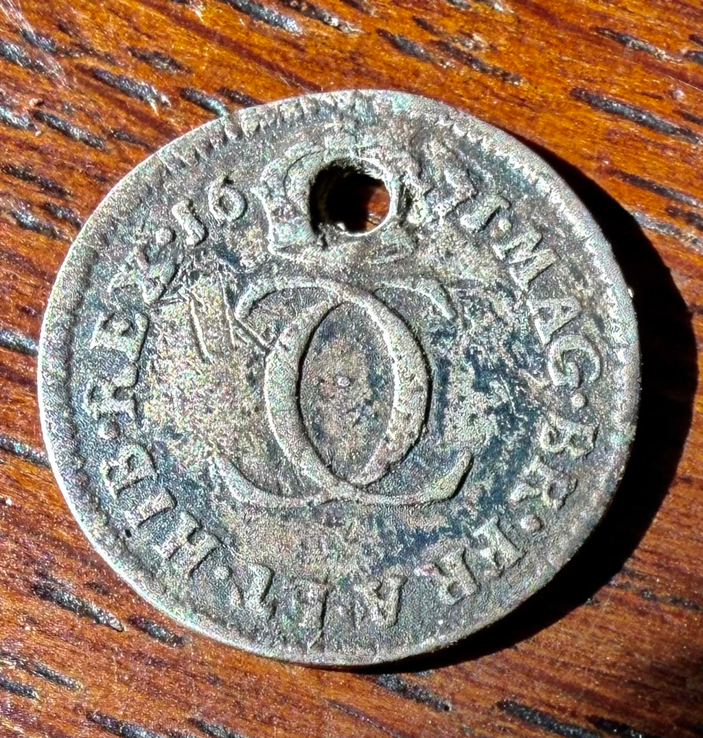 1671 Maundy Twopence, Charles II-pierced
