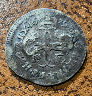 1679 Maundy Fourpence, Charles II-EB punched in