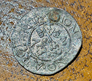 16th C. Baltic Riga Free City Billon Schilling Hammered Coin - Keys & Gate