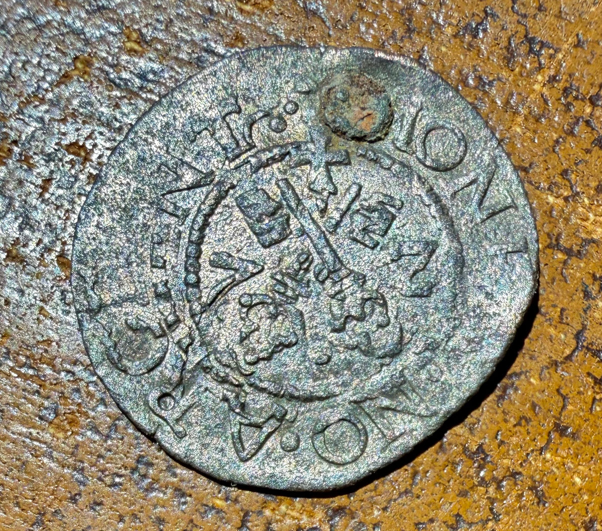 16th C. Baltic Riga Free City Billon Schilling Hammered Coin - Keys & Gate