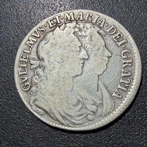 1689 William and Mary Silver Halfcrown - First Conjoined Bust with graffiti