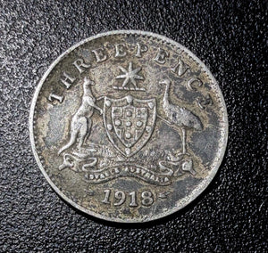 1918-M Australia Silver Threepence - George V