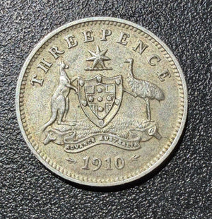 1910 Australia Silver Threepence - King Edward VII