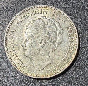 1940 Netherlands Silver 1 Gulden - Queen Wilhelmina - High Grade Choice AU/UNC