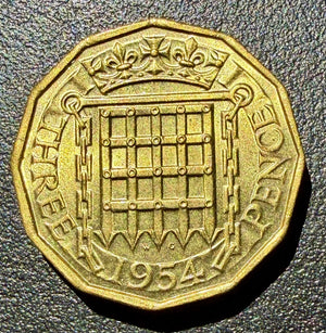 1954 Brass Threepence Coin - UNC.