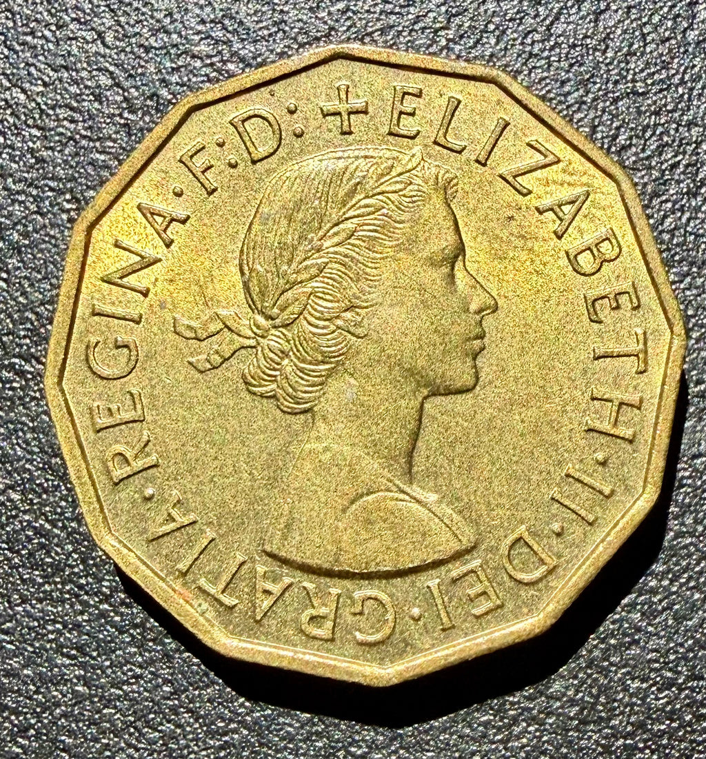 1956 Brass Threepence Coin - UNC