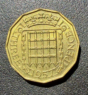 1957 Brass Threepence Coin - UNC