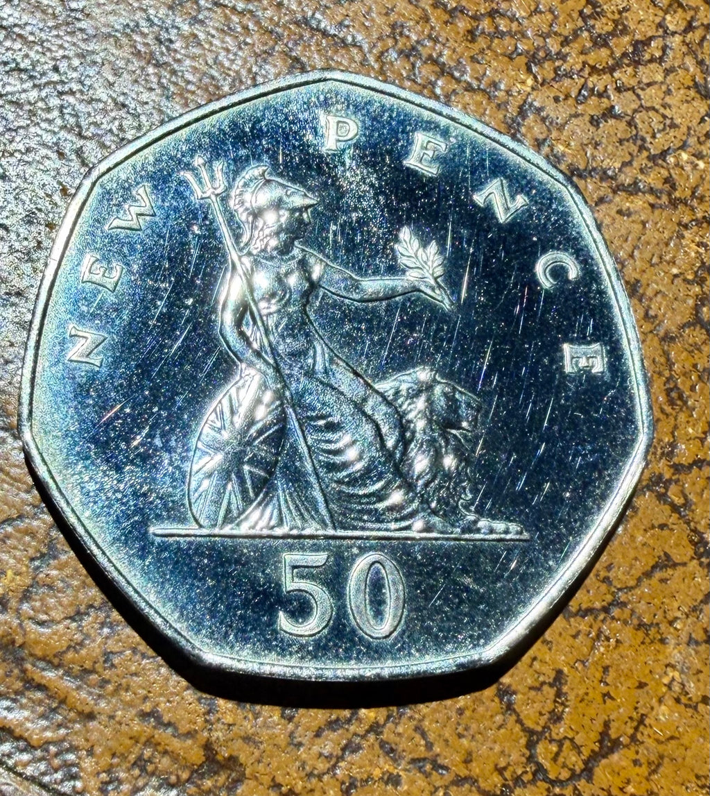 1972 UK 50p Fifty Pence Coin - Britannia - PROOF - Royal Mint Set Issue