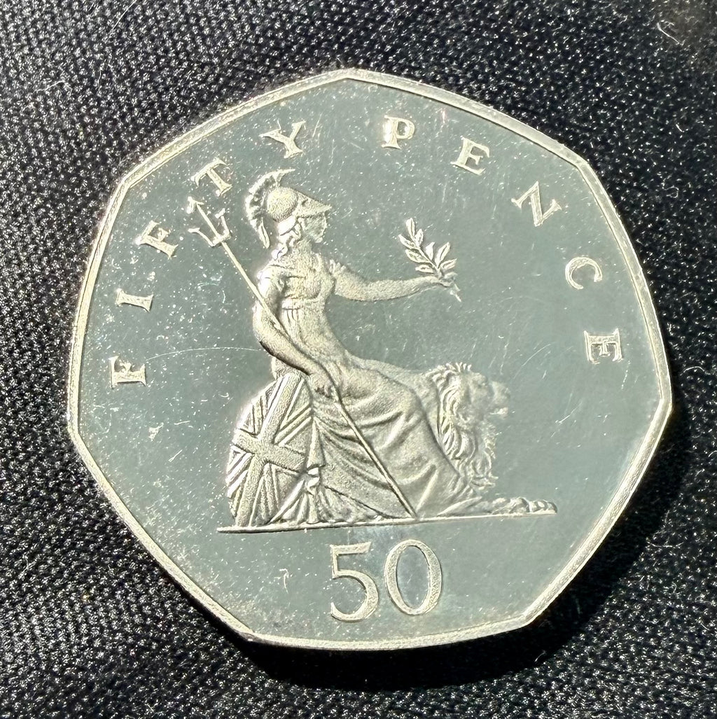 1985 UK 50p Fifty Pence Coin - Britannia - PROOF - Royal Mint Set Issue