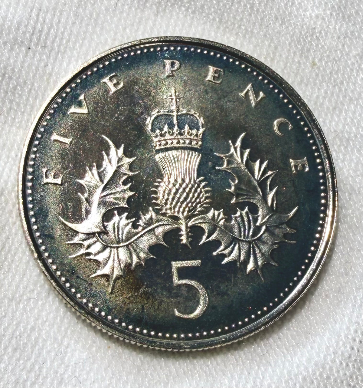 1982 PROOF 5p Crowned Thistle Five Pence Coin