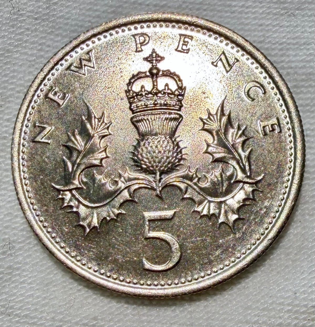 1975 PROOF 5p Crowned Thistle Five Pence Coin