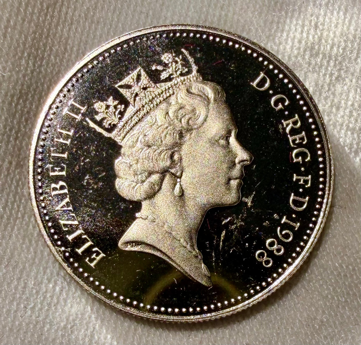 1988 PROOF 5p Crowned Thistle Five Pence Coin