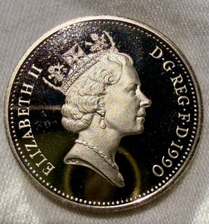 1990 PROOF 5p Crowned Thistle Five Pence Coin