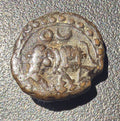 India Mysore Wodeyar Dynasty Copper Kasu c.1700s - Elephant / Check Grid Reverse