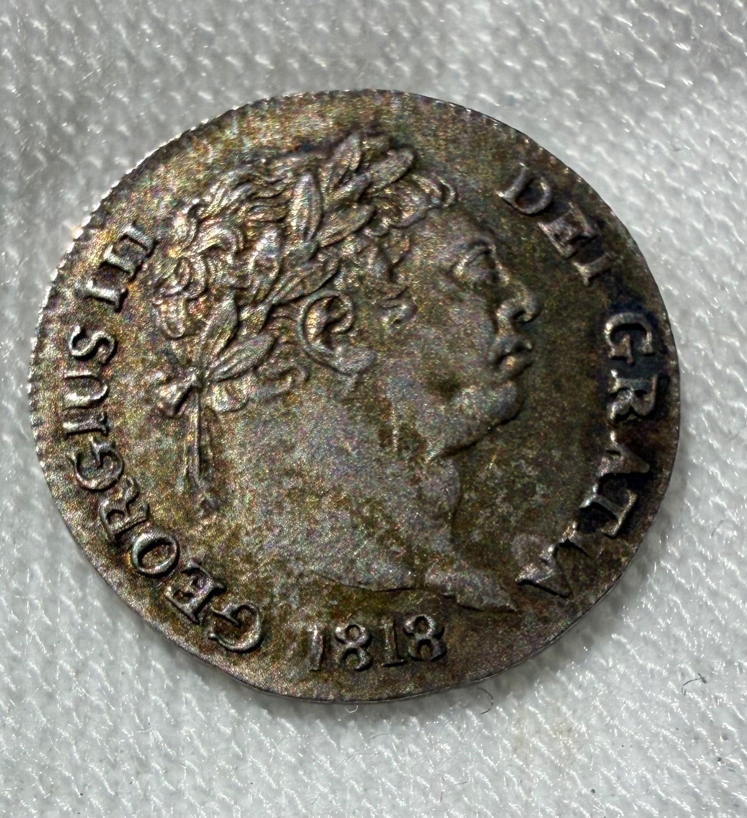 1818 Maundy Penny George III-toned