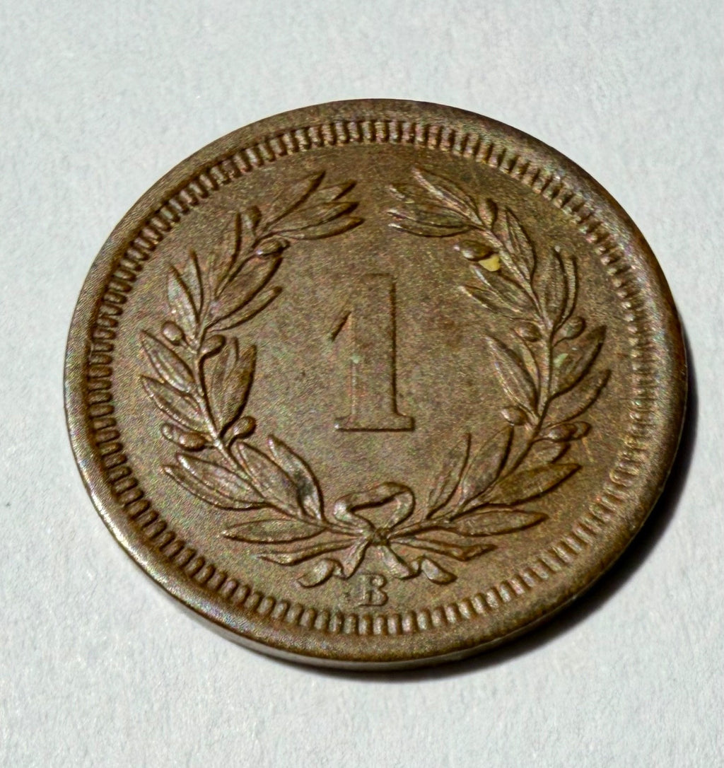 Switzerland 1 Rappen 1883-traces of lustre