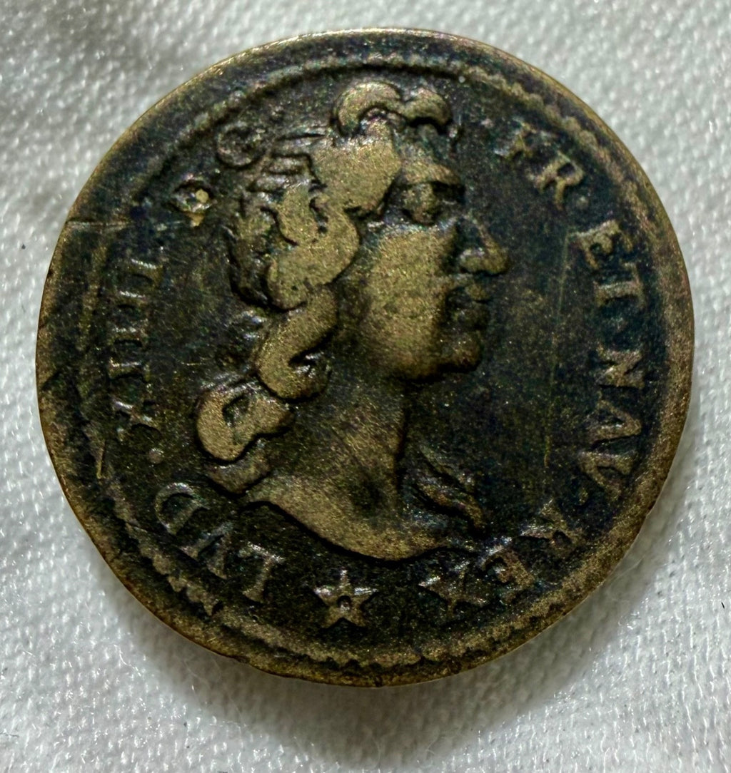 Louis XIV Milled Brass 1 Pistol Coin Weight