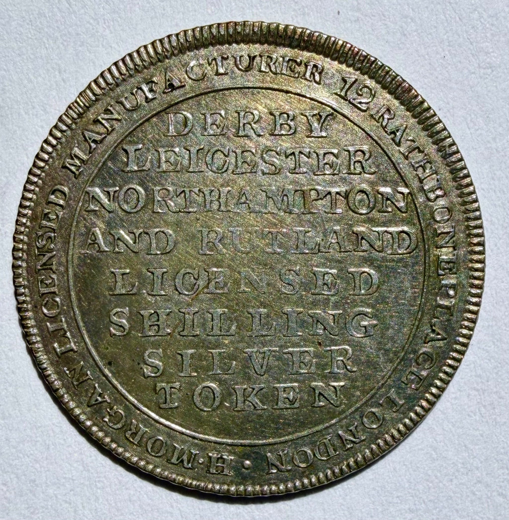 1811 Silver Shilling Token - Derby Leicester Northampton Rutland - H. Morgan D-1