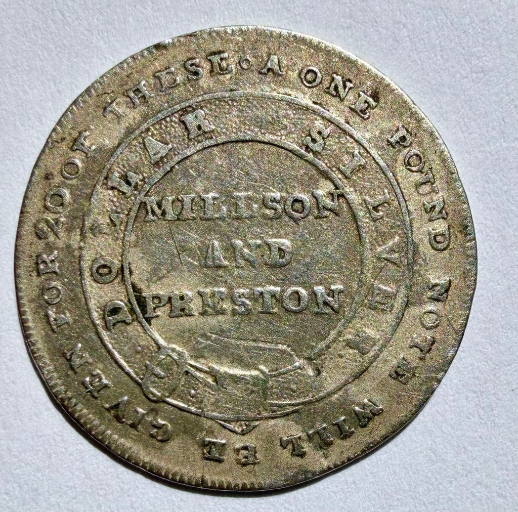 Lincolnshire token, Lincoln Millson & Preston Silver Shilling 1812