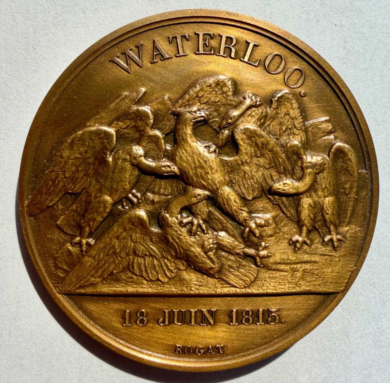 Napoleon Waterloo Bronze Medal- E. Rogat- 42mm-Official 1975 Paris Mint restrike